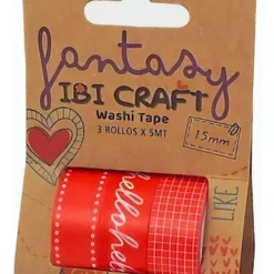 Washi Tape Ibi Craft 15mmX5mts Pack x3 Tonos Rojo