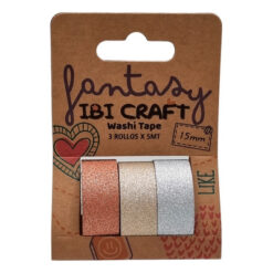 Washi Tape Ibi Craft 15mmX5mts Pack x3 Tonos Brillantina
